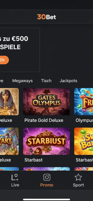 Mobile Erfahrung im Browser – 30Bet